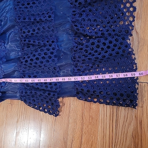 Venus Women's Navy Blue Guipure Lace Tiered Maxi - Picture 5 of 9